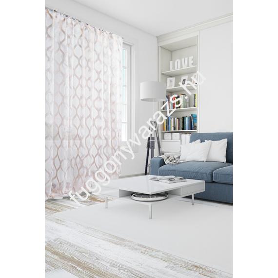 Bézs mintás organza függöny 300 cm magas